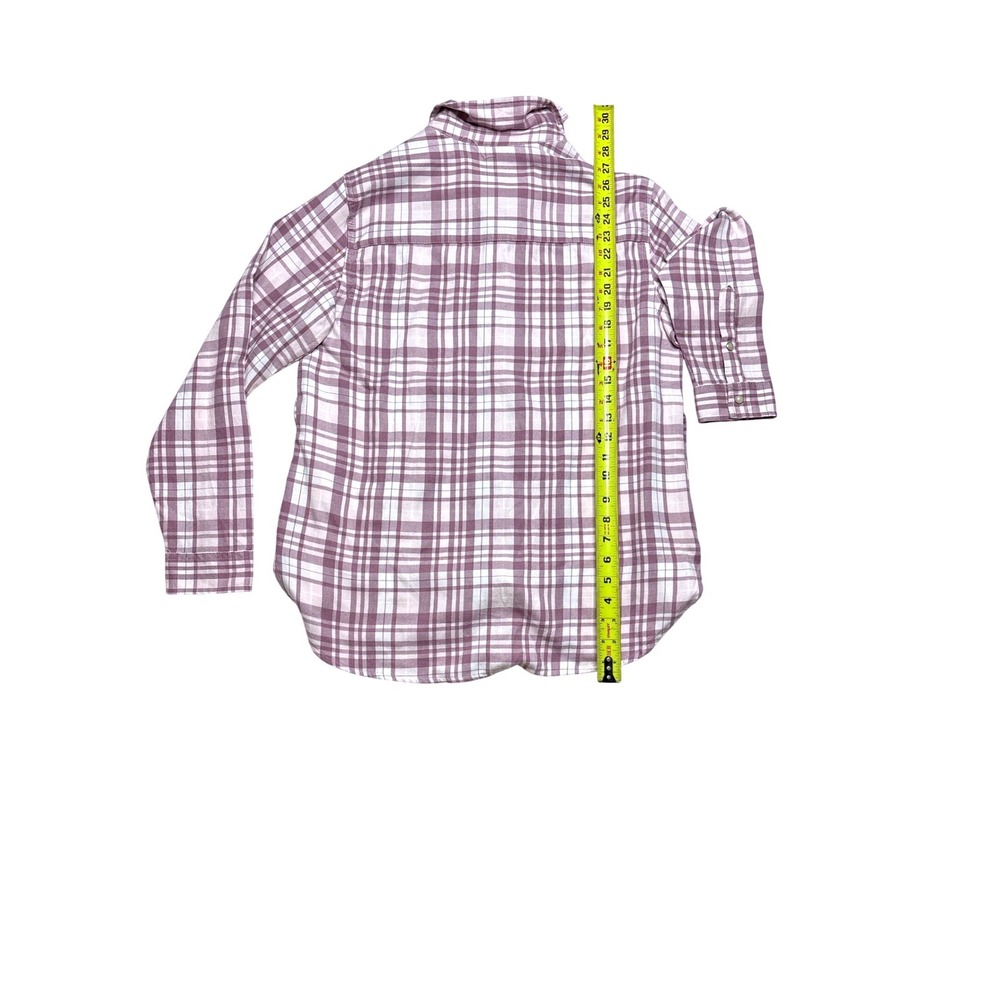 Jachs Girlfriend Womens Purple White Plaid Long Sleeve Snap Button Shirt Small - Picture 3 of 4